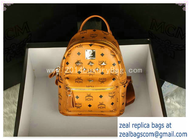 High Quality Replica MCM Stark Backpack Medium in Calf Leather 8003 Camel